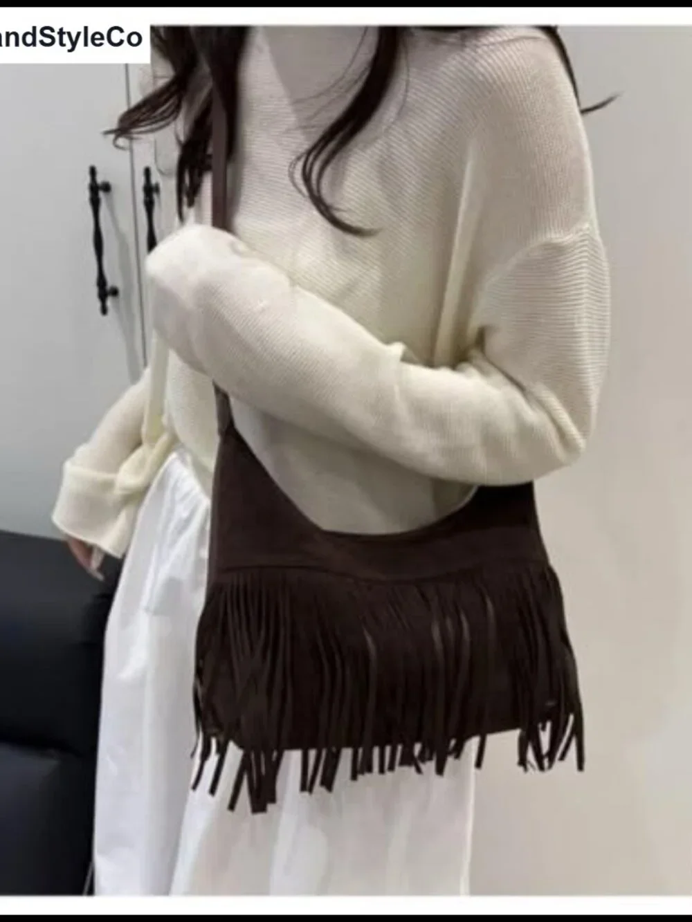 Fringe Hobo Bag Shoulder Crossbody Vegan Suede Tassel Purse Women
